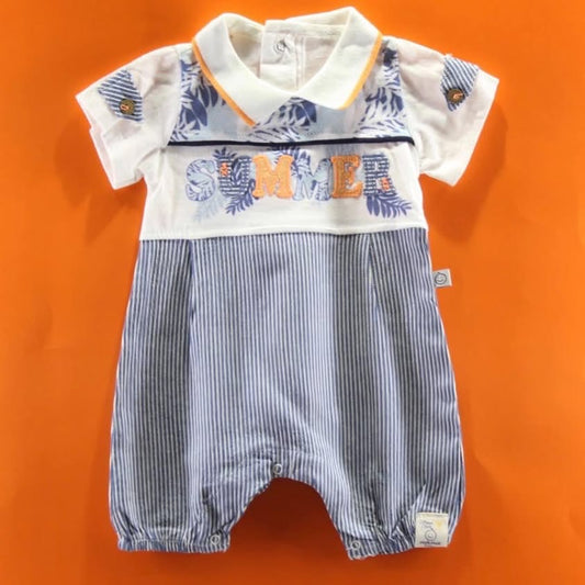 Collar Style Button Down Romper - Orange Summer