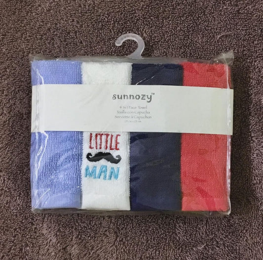 Sunnozy Baby Pack Of 4 Face Towels - Little Man