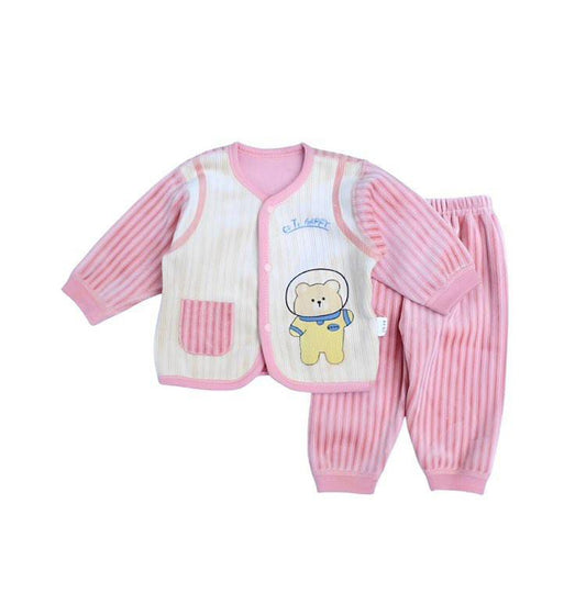 Go To Happy 2 Pcs Fleece Shirt & Trouser Set - Pink