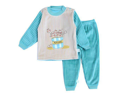 Popcorn 2 Pcs Fleece Shirt & Trouser Set - Green