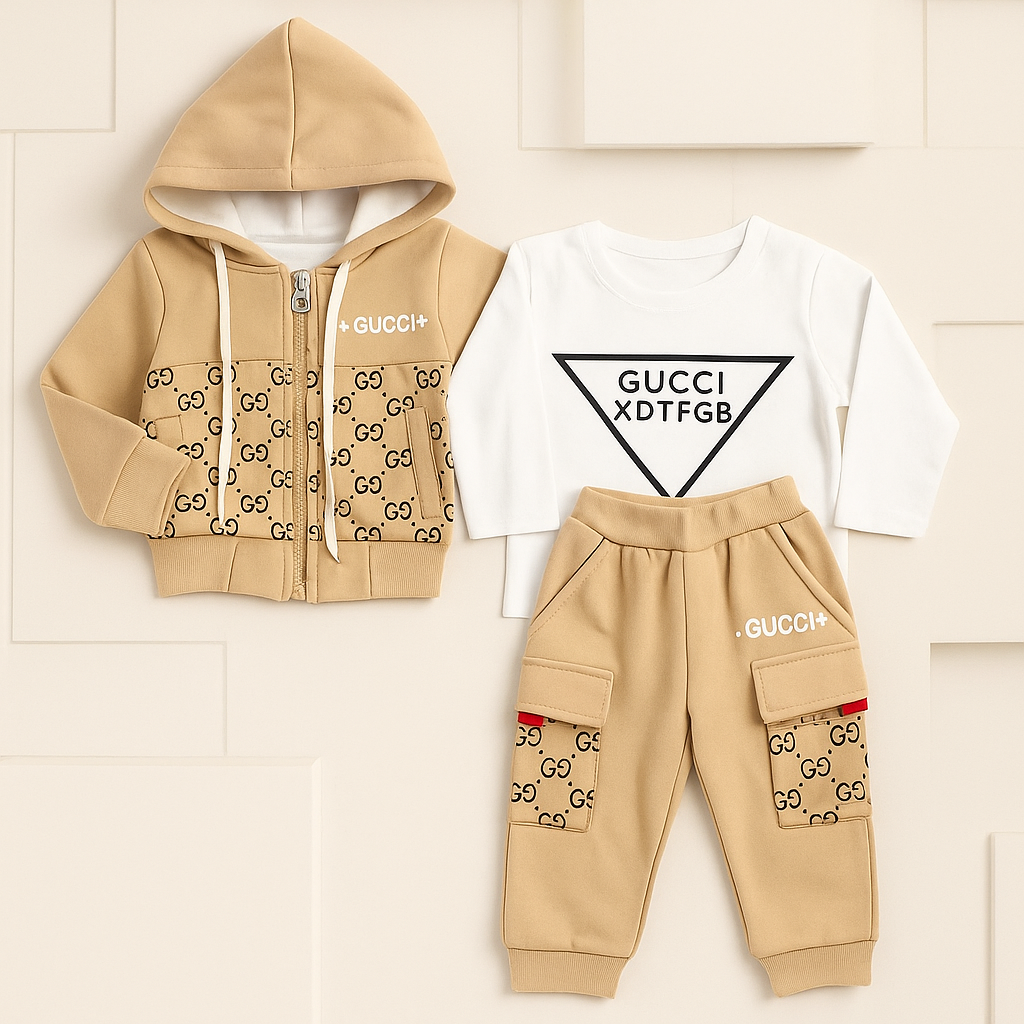 3 Pcs Boys Casual Winter Hoodie Set