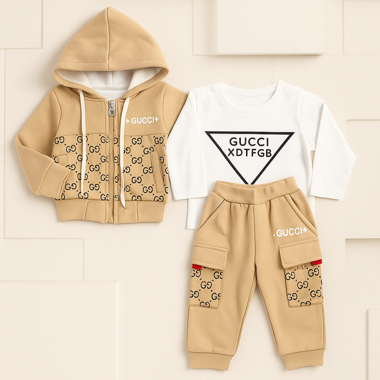 3 Pcs Boys Casual Winter Hoodie Set