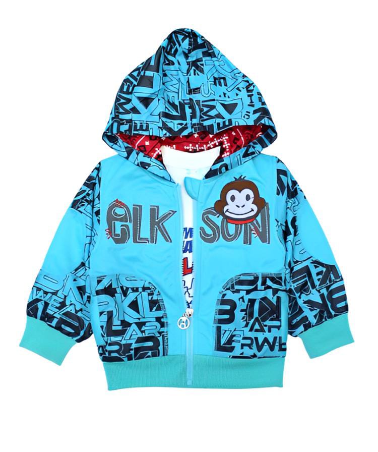 Elkson 2 Pcs Boys Zipper Hoodie With T-Shirt - Monkey