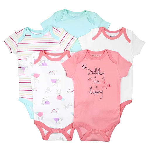 Sunnozy Pack Of 5 Summer Bodysuits - Daddy + Me = Happy