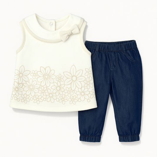 Wonderchild 2 Pcs Top With Attached Bow & Capri