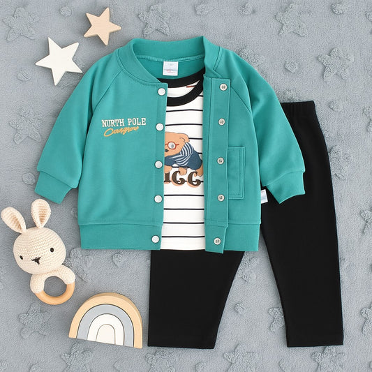 Toddlers 3 Pcs Upper, T-Shirt and Pant Set