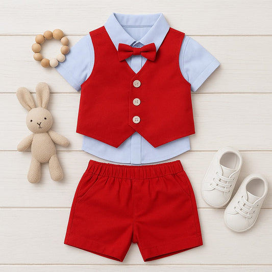 Wonder Child 2 Pcs Formal Indulge Waistcoat Shirt & Short Set