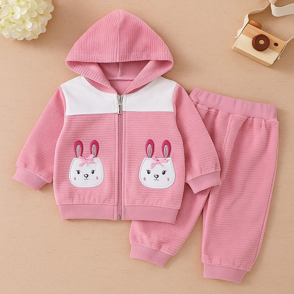 Girls 2 Pcs Zipper Hoodie With Trouser