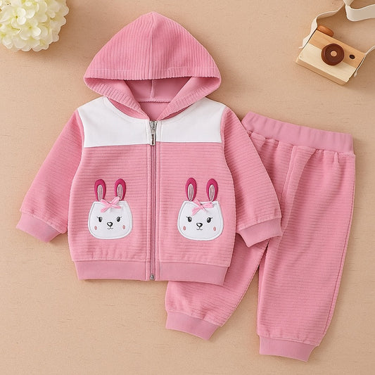 Girls 2 Pcs Zipper Hoodie With Trouser