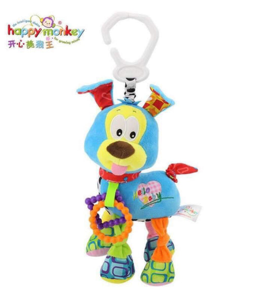 Happy Monkey Cot & Pram Hanging Vibrational Toy - Blue