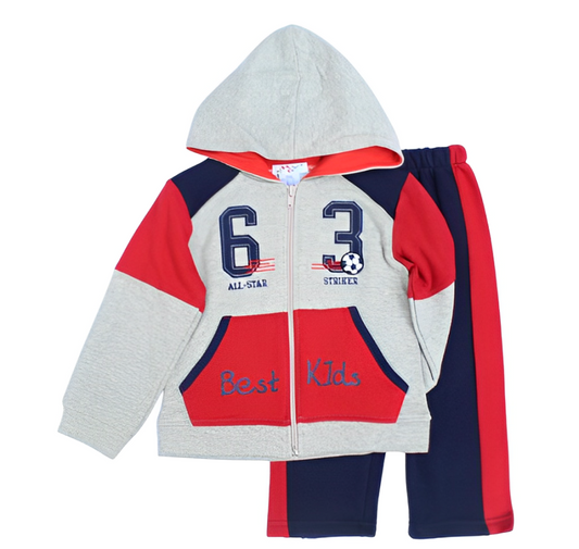 My Kids 2 Pcs Zipper Hoodie & Trouser Set -All Star Strikers