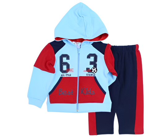 My Kids 2 Pcs Zipper Hoodie & Trouser Set -All Star Striker