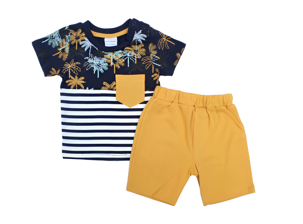 Lamonde 2 Pcs Shirt & Short Set- Palms Tree