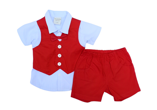 Wonder Child 2 Pcs Formal Indulge Waistcoat Shirt & Short Set