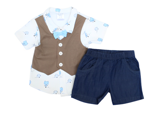 Wonder Child 2 Pcs Formal Shirt With Short Set