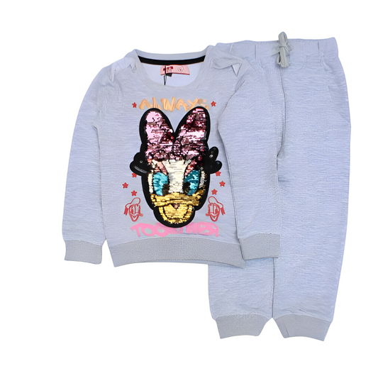 S.Q. Kids 2 Pcs Reversible Sequence SweatShirt & Jogger Pant - Donald Duck