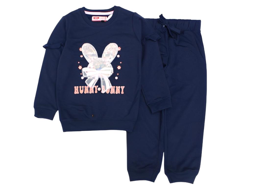 S.Q. Kids 2 Pcs Reversible Sequence SweatShirt & Jogger Pant - Hunny Bunny