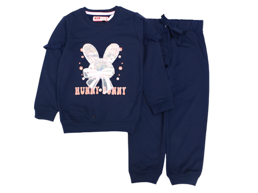 S.Q. Kids 2 Pcs Reversible Sequence SweatShirt & Jogger Pant - Hunny Bunny