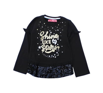 Girls Full Sleeves Top With Pearls & Sequence Detailing - Shine Like The Stars