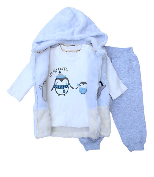 Bebezade 3 Pcs Fleece Hoodie, T-Shirt & Jogger Pant Set - I’m So Cute