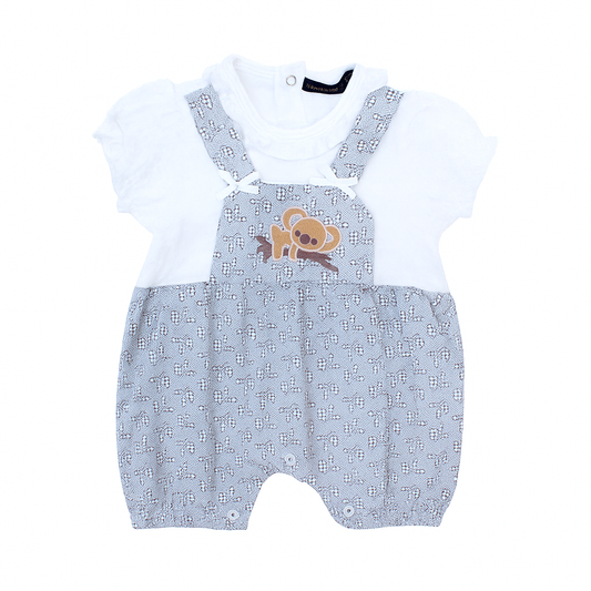 Nanon Baby Dungaree Style Romper With Flutter Sleeves - Green