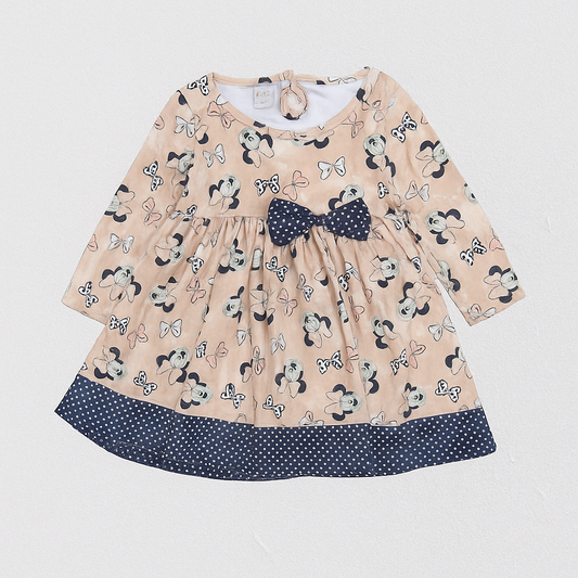My Bella Minnie Mouse Frock With Attached Bow - Peach