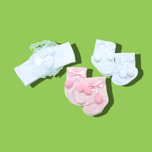 Girls Pack Of 2 Socks With Headband