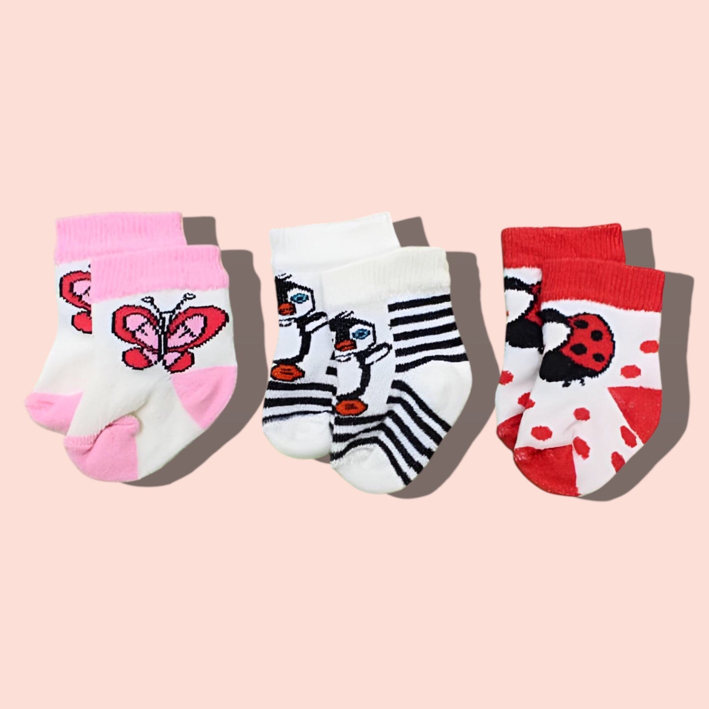 Girls Pack Of 3 Socks - Ladybug & Butterfly