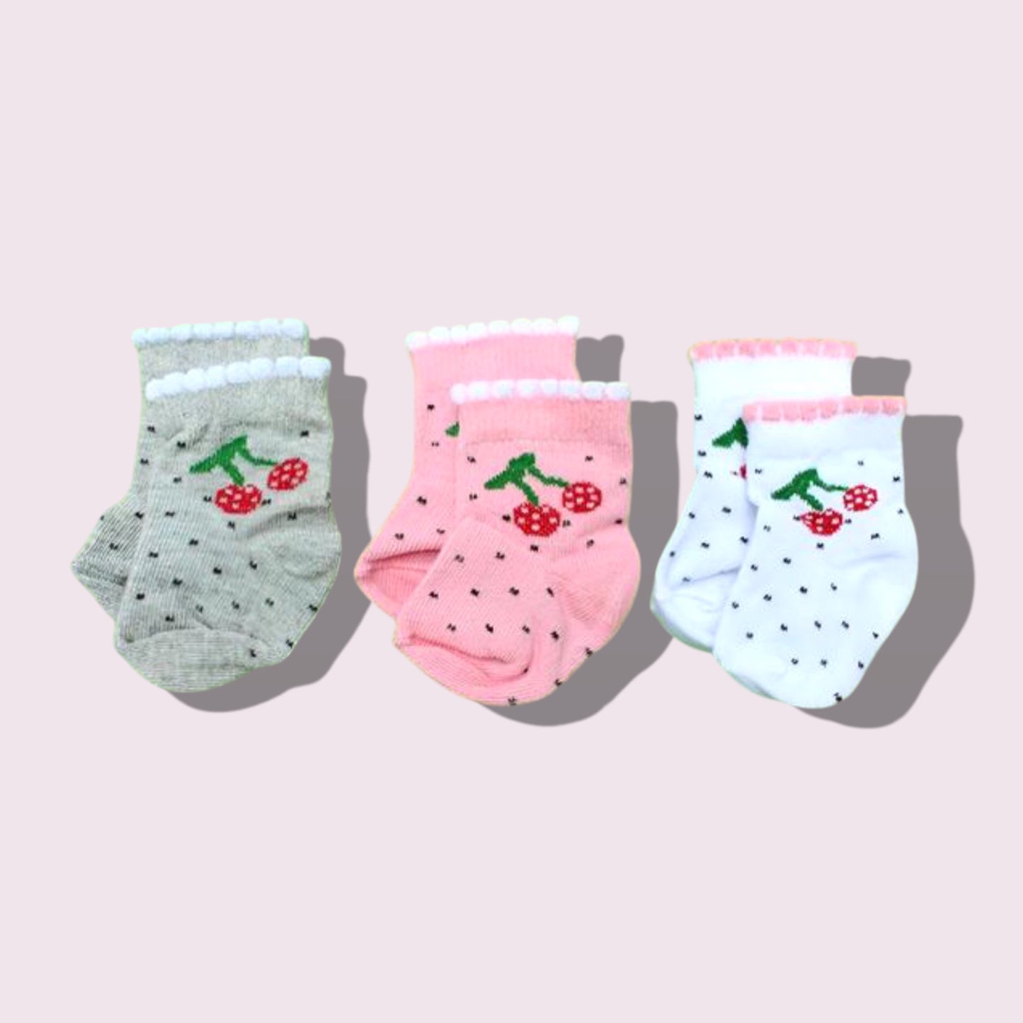 Girls Pack Of 3 Socks - Cherries