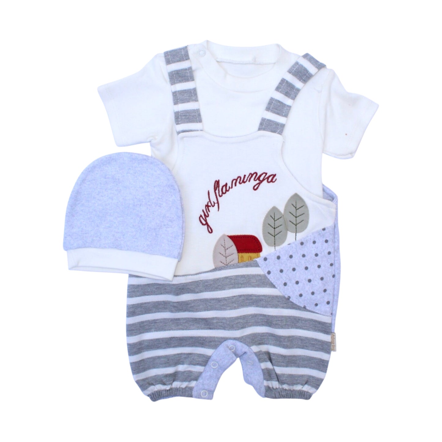 Gixl Flaminga 3 Pcs Dungaree, T-Shirt & Cap Set