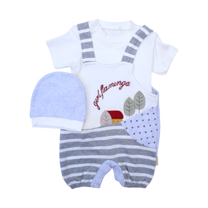 Gixl Flaminga 3 Pcs Dungaree, T-Shirt & Cap Set