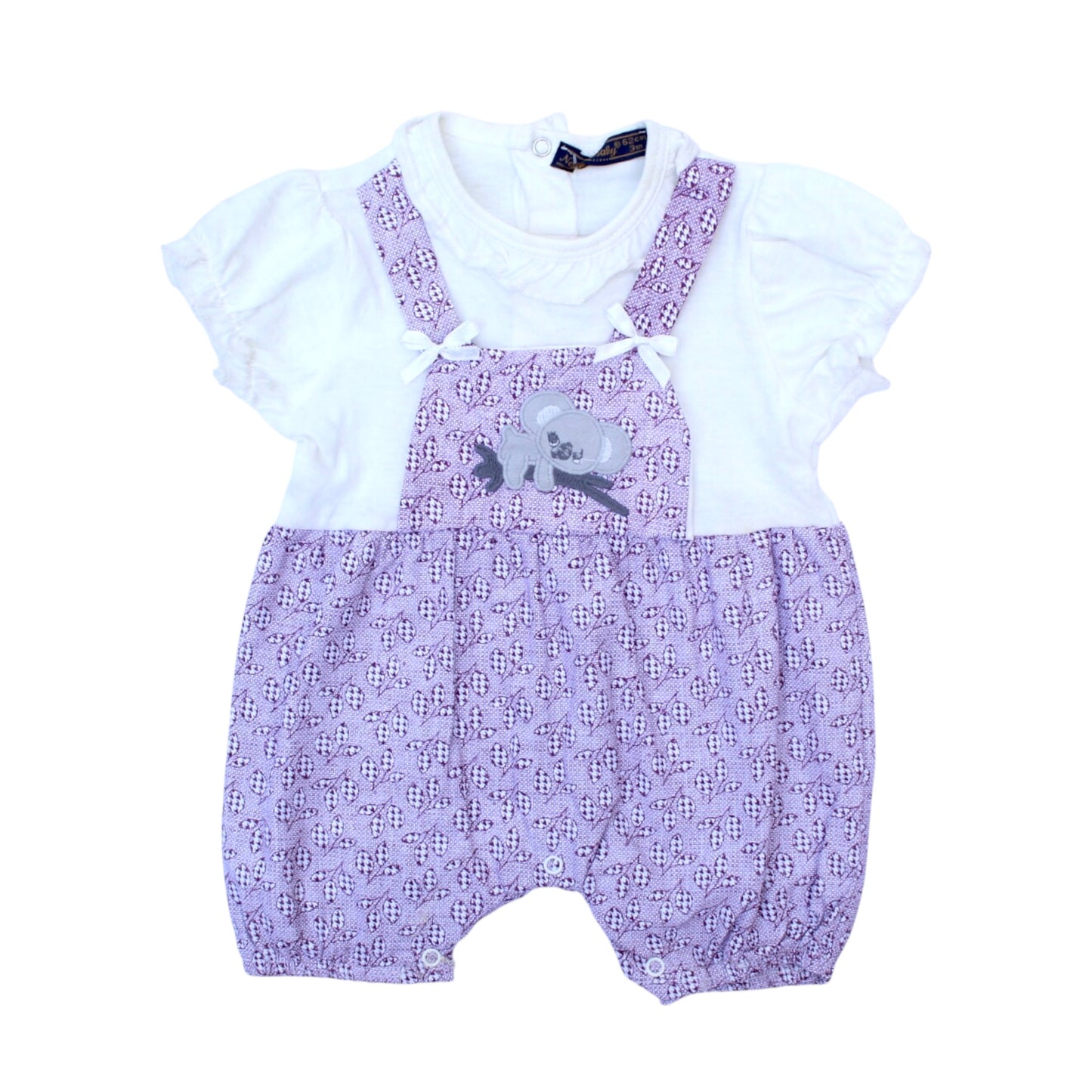 Nanon Baby Dungaree Style Romper With Flutter Sleeves - Purple