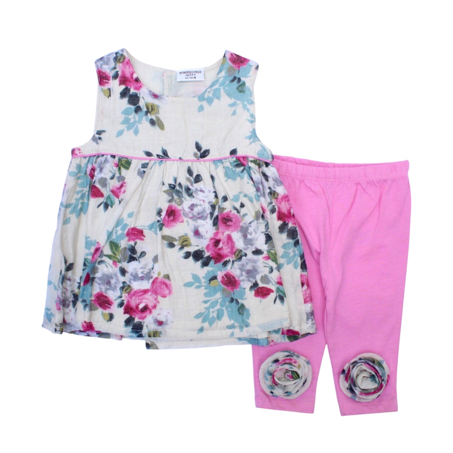 Wonderchild 2 Pcs Girls Frock & Tights Set - Floral