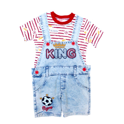 Mini Ikizler 2 Pcs T-Shirt With Dungaree - Red