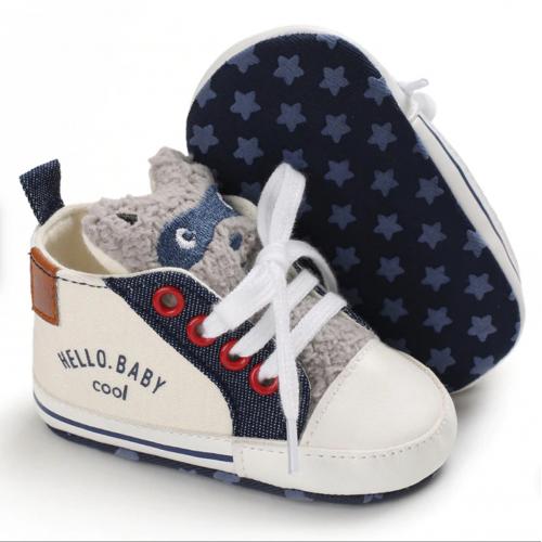 Mouse Print Prewalking Boys Shoes With Velcro Strap - Grey