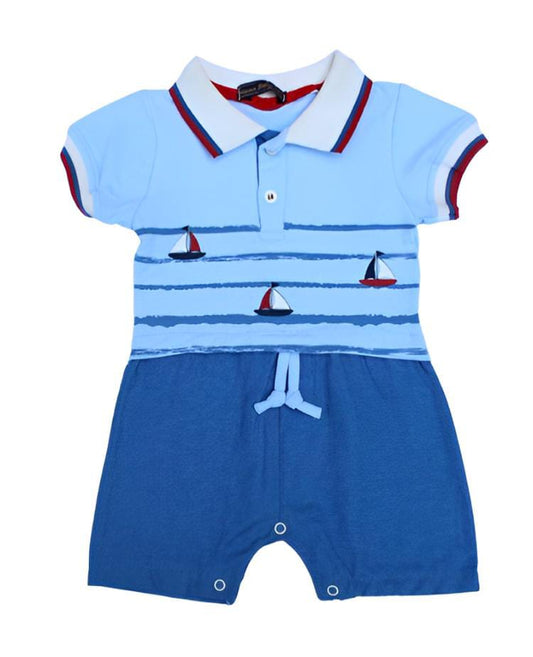 Nanon Baby Sailor Themed Romper With Collar Styling