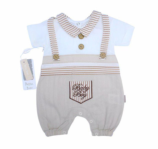 Rosa Baby Dungaree Style Jumper With Wooden Buttons Detailing -Baby Boy