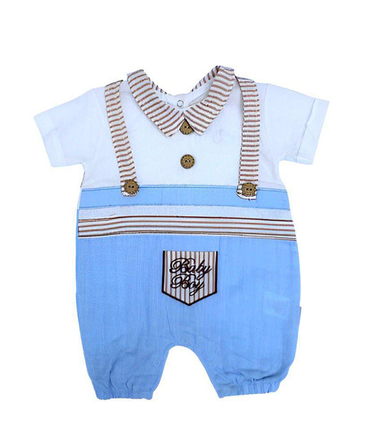 Rosa Baby Dunagree Style Jumper With Wooden Button Detailing -Baby Boy