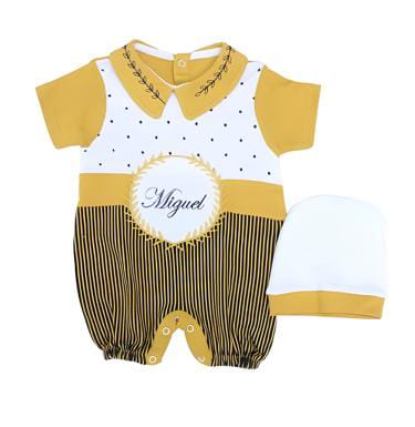 Astro Baby 2 Pcs Button Down Romper With Cap -Miguel Yellow