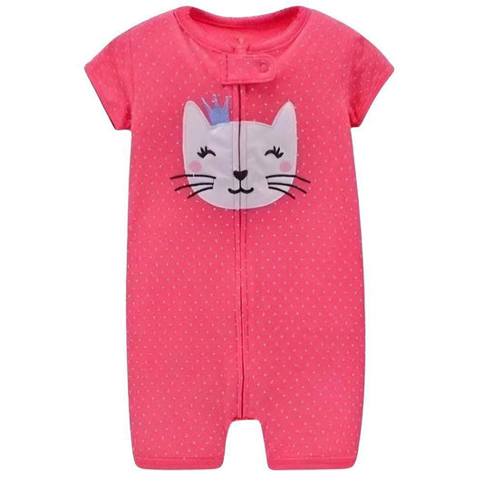 Carters Cotton Zipper Romper - Cat