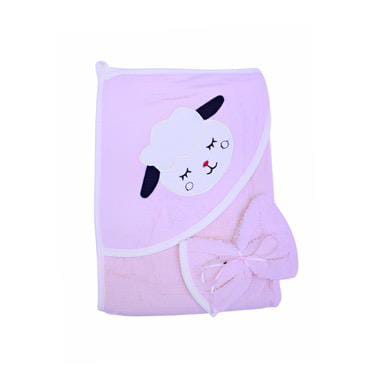 2 Pcs Set Hooded Towel With Small Hand Towel - Sheep