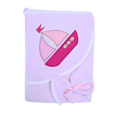 2 Pcs Set Hooded Towel With Small Hand Towel - Ship