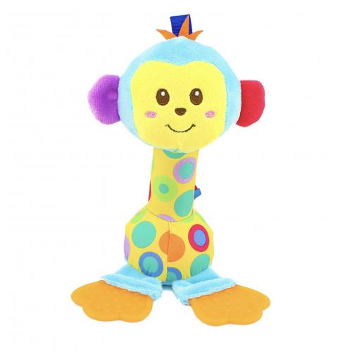 Happy Monkey Hand Rattle With Attached Teether - Monkey