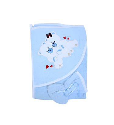 2 Pcs Set Hooded Towel With Small Hand Towel - Teddy Bears