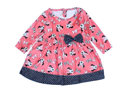 My Bella Minnie Mouse Frock With Attached Bow - Pink