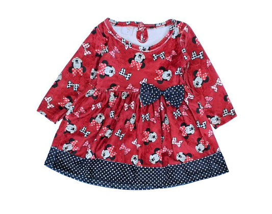 My Bella Minnie Mouse Frock With Attached Bow - Red