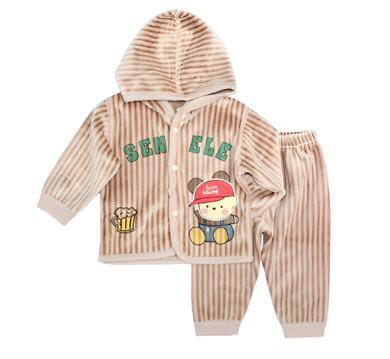 Senele 2 Pcs Fleece Hoodie & Trouser Set -Brown Bear