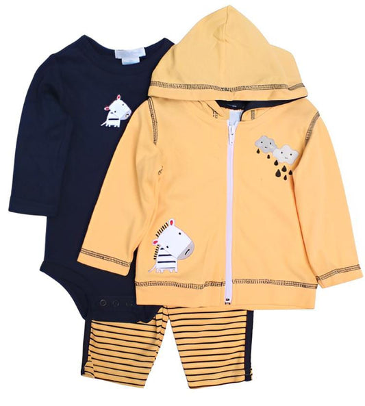 Ohm & Emmy 3 Pcs Hooded Upper, Bodysuit & Trouser Set -Clouds/Zebra