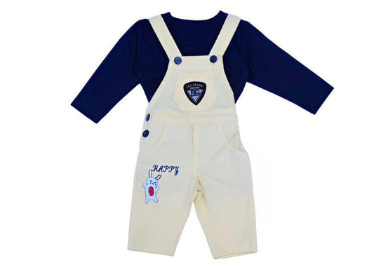 Toddlers 2 Pcs T-Shirt & Dungaree Set - Happy