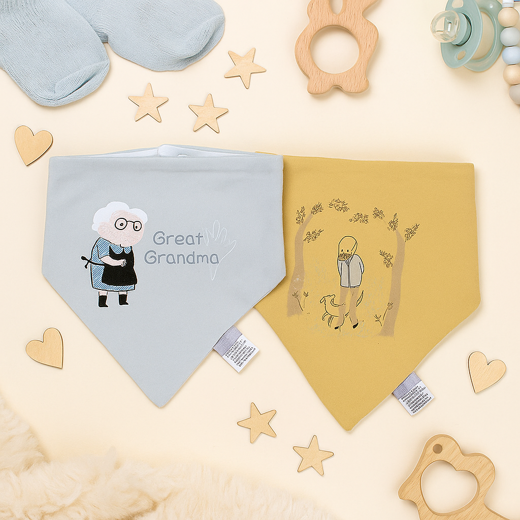 Set Of 2 Bandana Bibs - Great Grandma & Grandpa